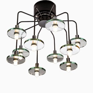 10-Arm Chandelier with Glass Panels from J. T. Kalmar-QBR-1737072