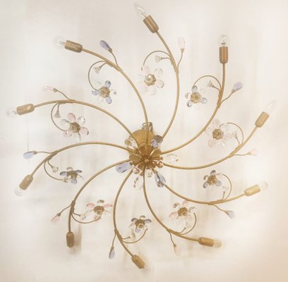 10-Light Ceiling Lamp with Coloured Crystals-QLH-1816581