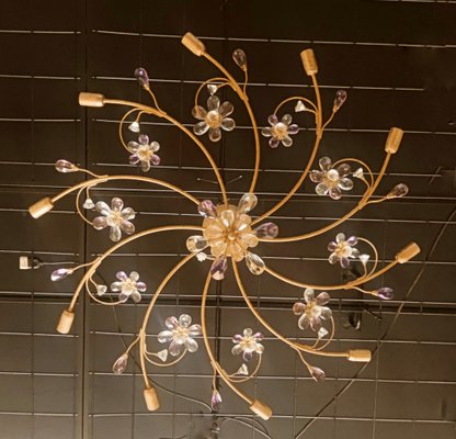 10-Light Ceiling Lamp with Coloured Crystals-QLH-1816581