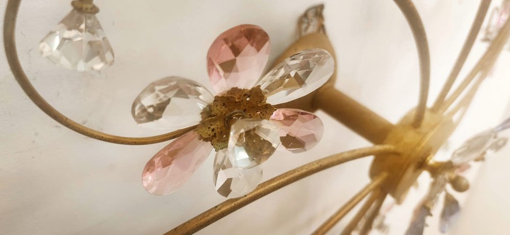 10-Light Ceiling Lamp with Coloured Crystals