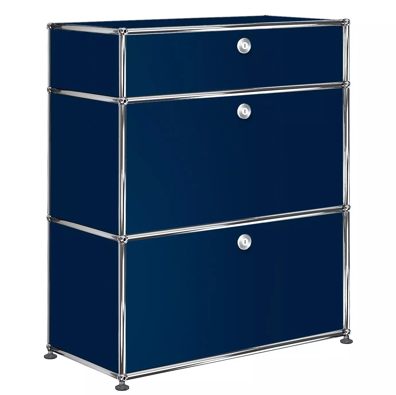 1x3 Modular Metal Highboard with 3 doors [W750XD350XH(350+350+175)] by Usm #Steel Blue [RAL 5011]