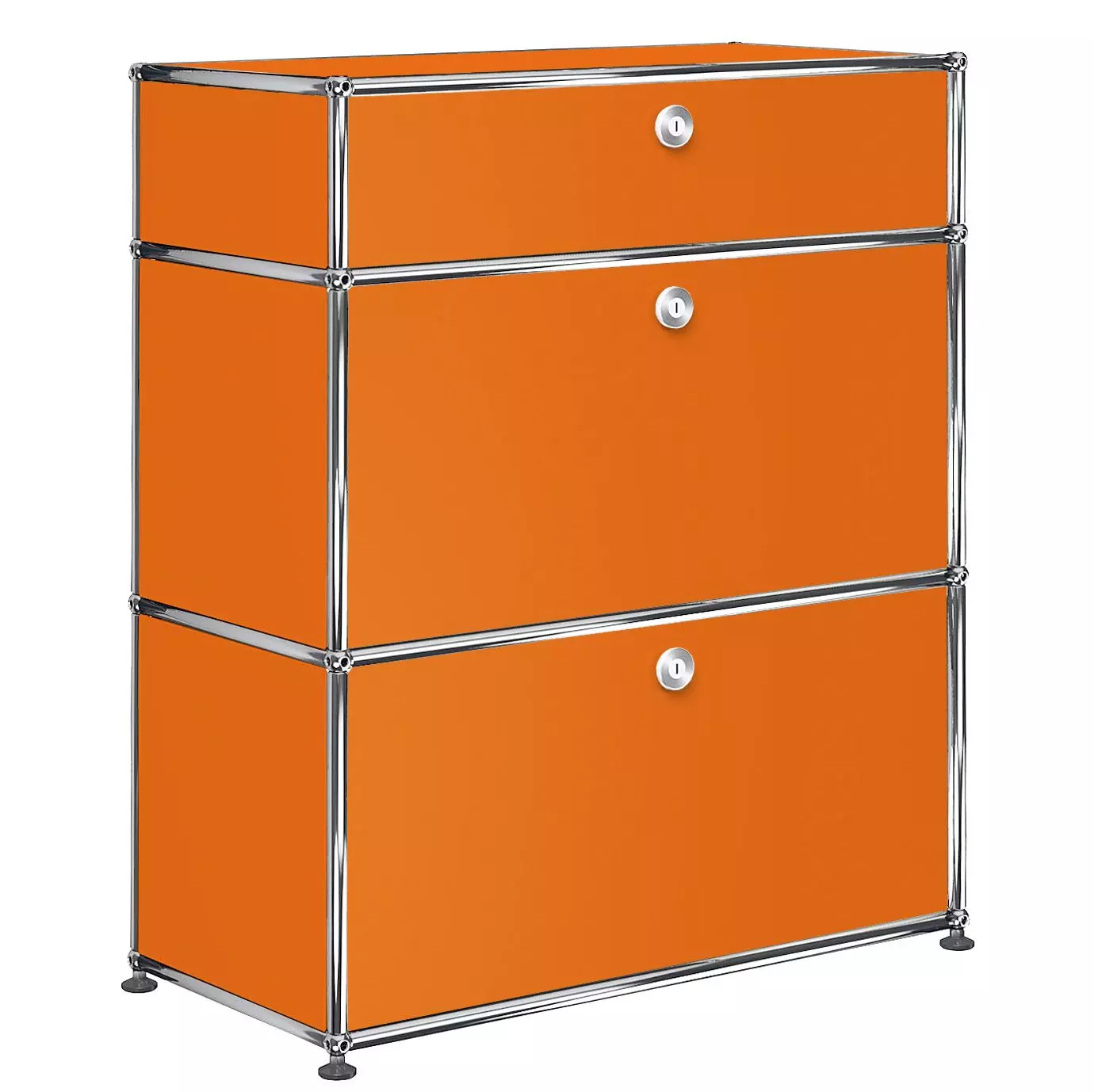 1x3 Modular Metal Highboard with 3 doors [W750XD350XH(350+350+175)] by Usm #Pure Orange [RAL 2004]