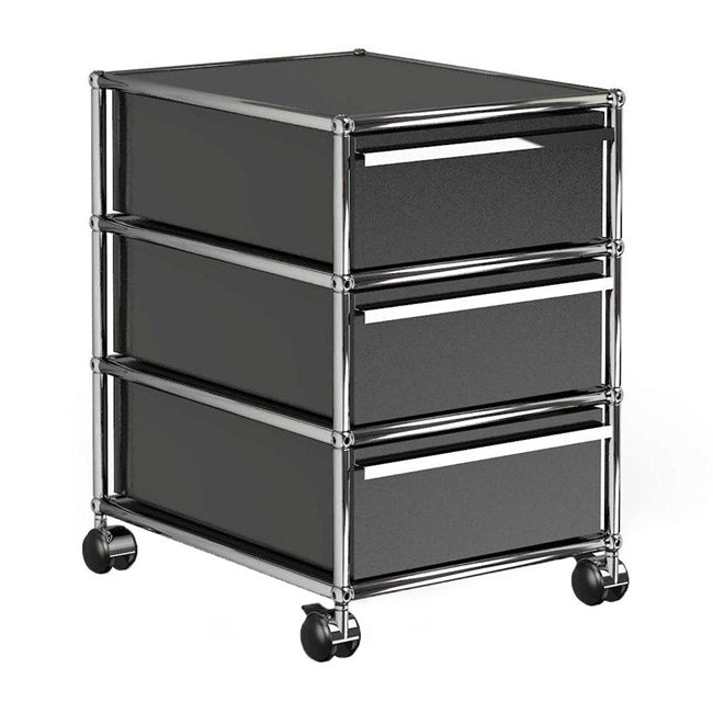 1x3 Container with wheel & 3-drawers [W395XD500xH(175+175+175)] by Usm #Anthracite [RAL 7016]