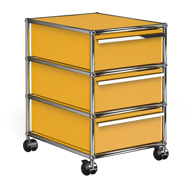 1x3 Container with wheel & 3-drawers [W395XD500xH(175+175+175)] by Usm #Golden Yellow [RAL 1004]