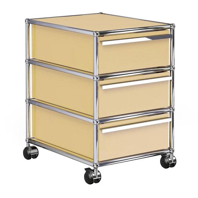 1x3 Container with wheel & 3-drawers [W395XD500xH(175+175+175)] by Usm #USM Beige