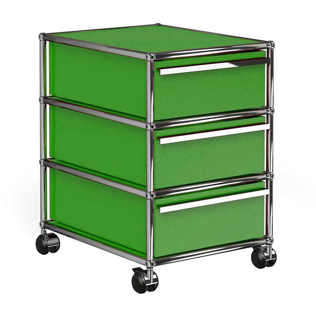 1x3 Container with wheel & 3-drawers [W395XD500xH(175+175+175)] by Usm #USM Green