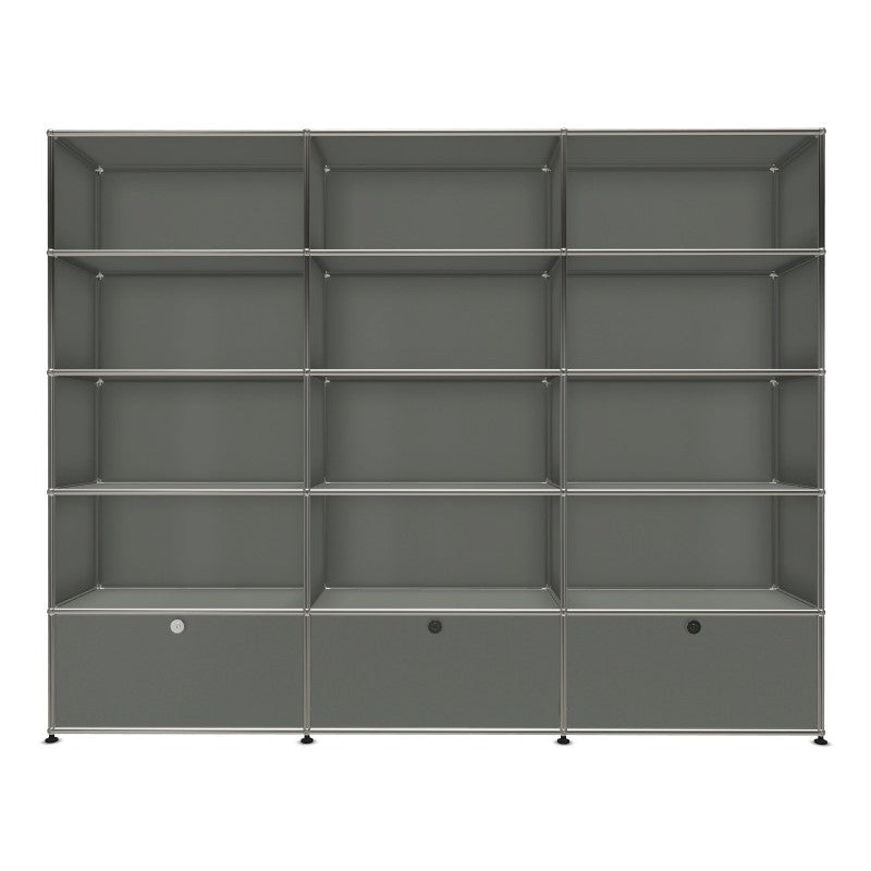 3x5 Module System with 3 bottom doors [W(750+750+750)XD350xH(350+350+350+350+350)] by Usm #USM Mid-Gray