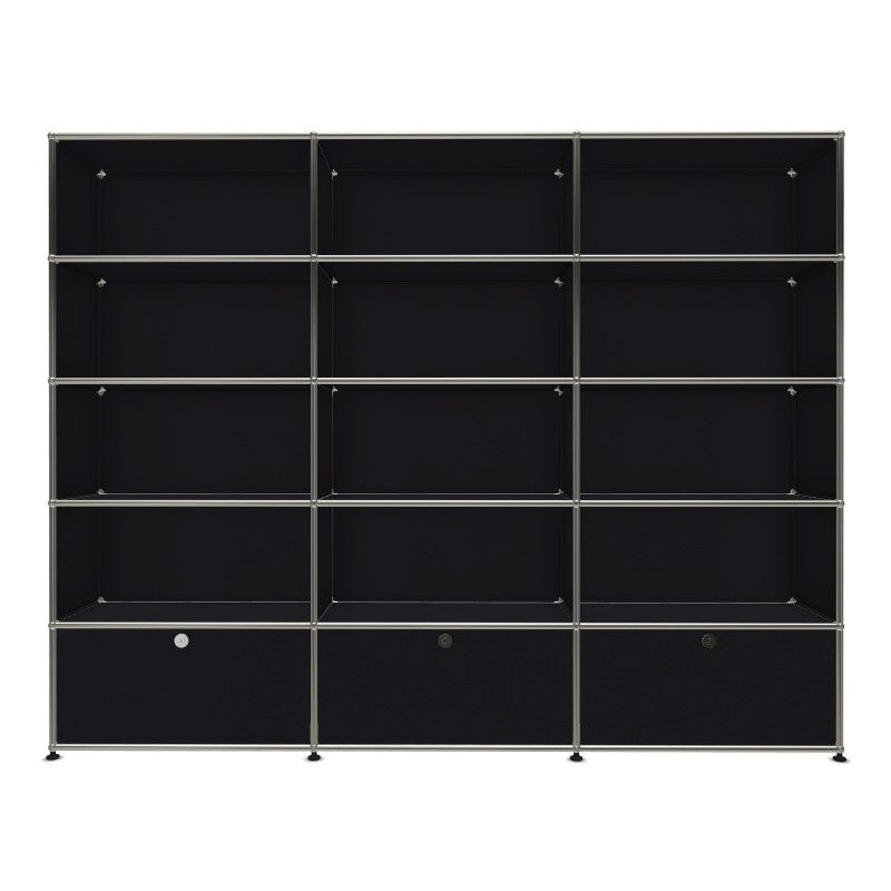 3x5 Module System with 3 bottom doors [W(750+750+750)XD350xH(350+350+350+350+350)] by Usm #Graphite Black [RAL 9011]