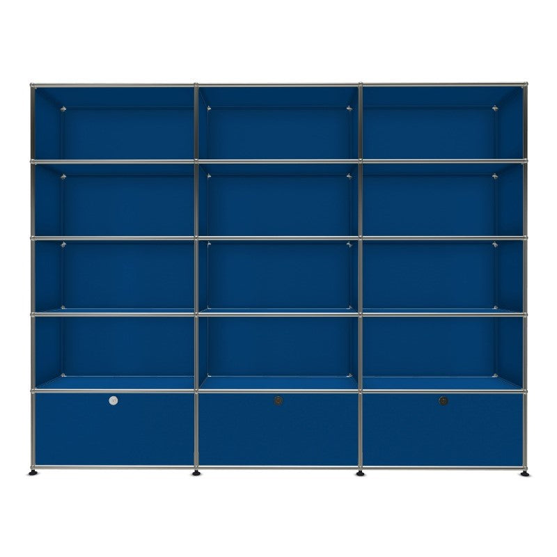 3x5 Module System with 3 bottom doors [W(750+750+750)XD350xH(350+350+350+350+350)] by Usm #Gentian Blue [RAL 5010]