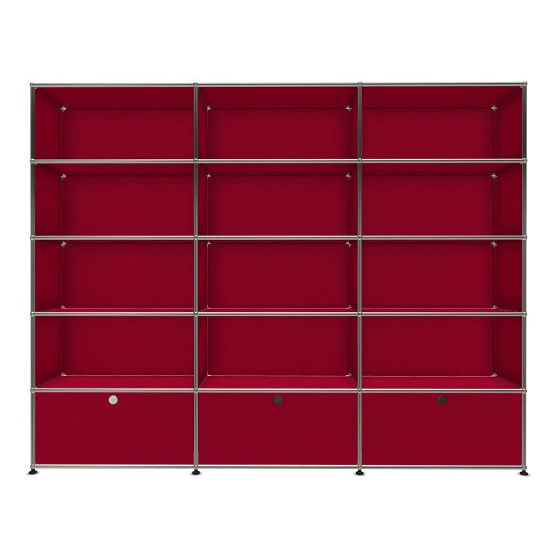 3x5 Module System with 3 bottom doors [W(750+750+750)XD350xH(350+350+350+350+350)] by Usm #USM Ruby Red