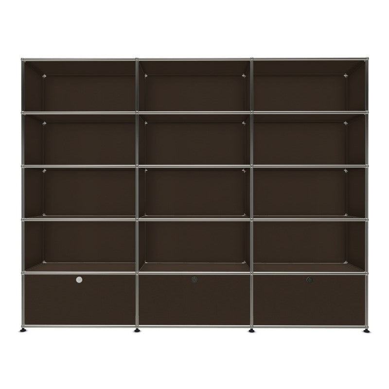 3x5 Module System with 3 bottom doors [W(750+750+750)XD350xH(350+350+350+350+350)] by Usm #USM Brown