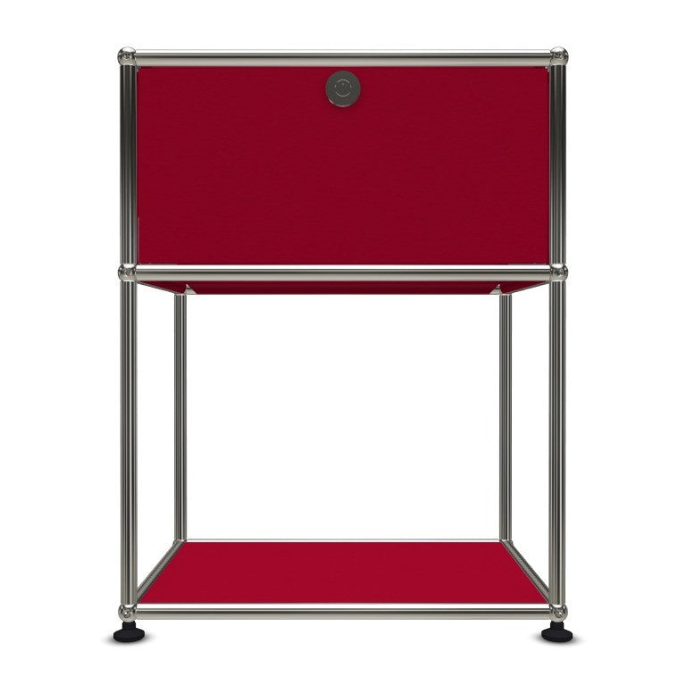 1x2 Modular Metal Sideboard with 1 top door & 1 pannel [W500XD350XH(395+250)] by Usm #USM Ruby Red