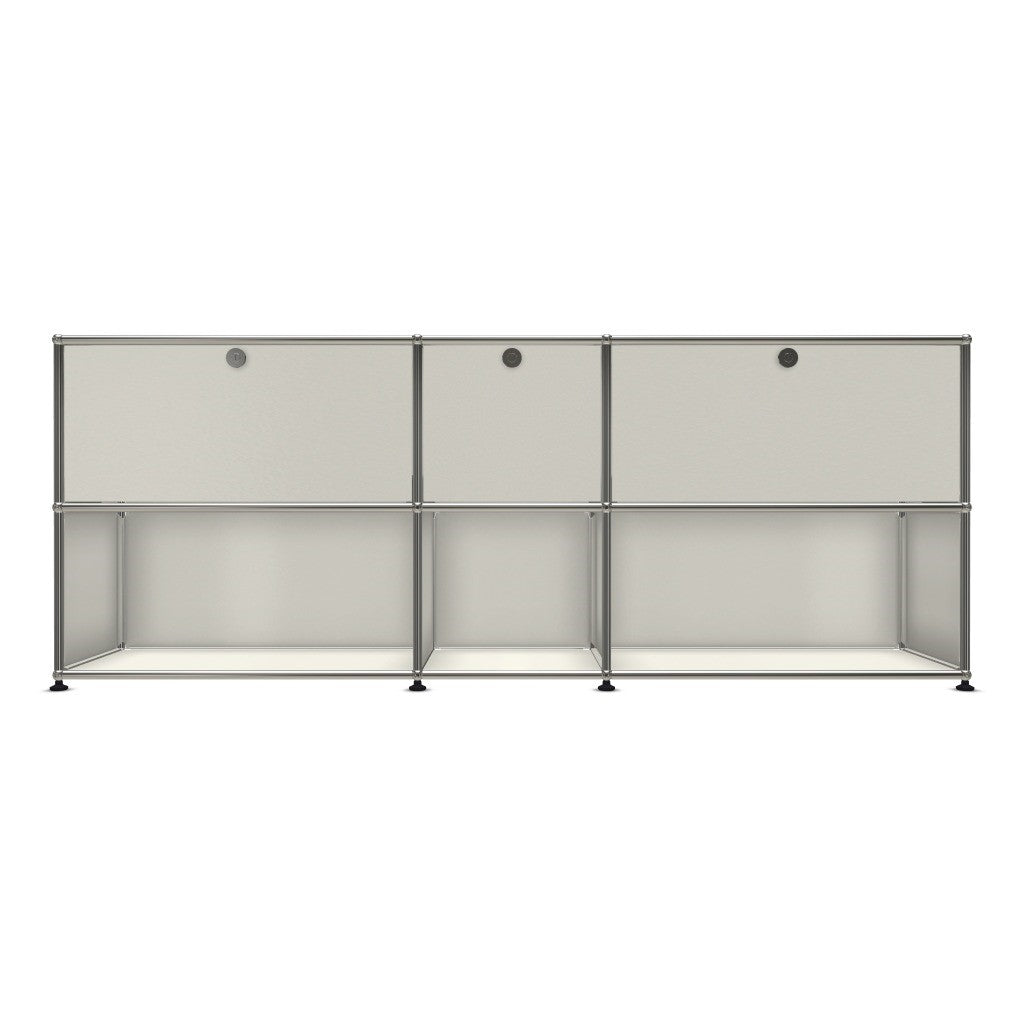 3x2 Modular Metal Sideboard with 3 top doors [W(750+395+750)XD350XH(350+350)] by Usm #Pure White [RAL 9010]