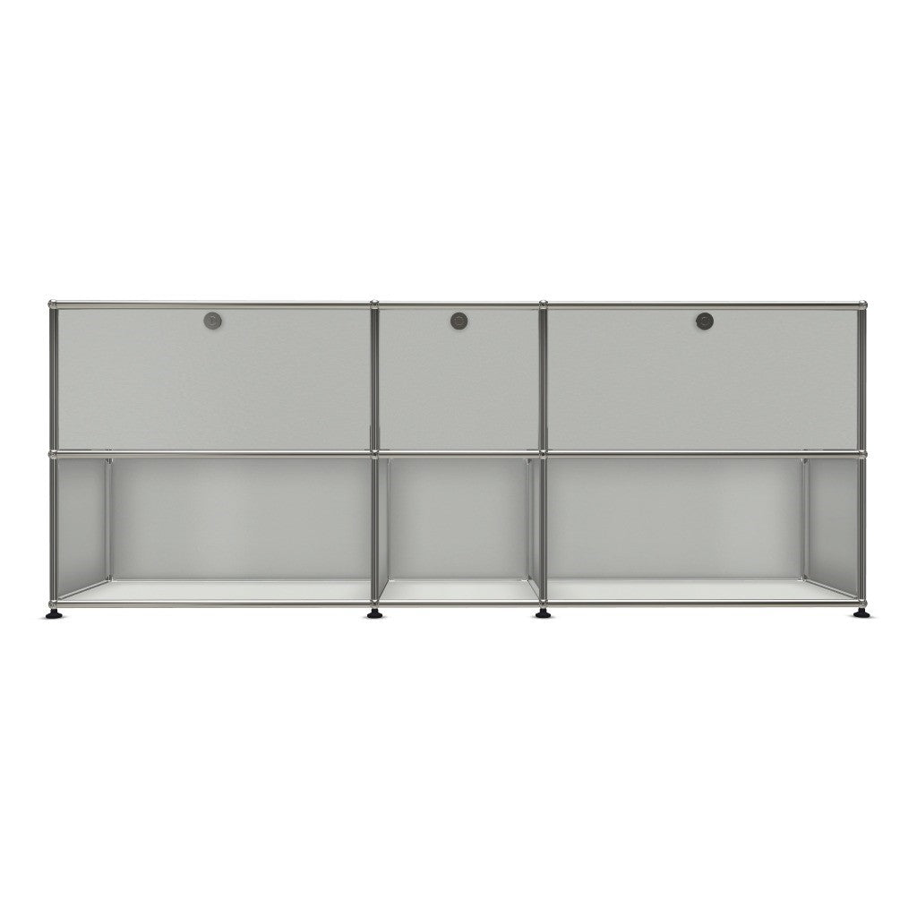 3x2 Modular Metal Sideboard with 3 top doors [W(750+395+750)XD350XH(350+350)] by Usm #Light Gray [RAL 7035]