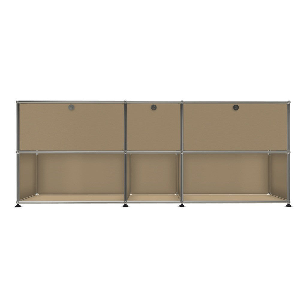 3x2 Modular Metal Sideboard with 3 top doors [W(750+395+750)XD350XH(350+350)] by Usm #USM Beige