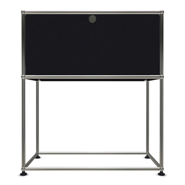 1x2 Modular Metal Sideboard with 1 top door & 0 pannel [W750XD350XH(500+350)] by Usm #Graphite Black [RAL 9011]