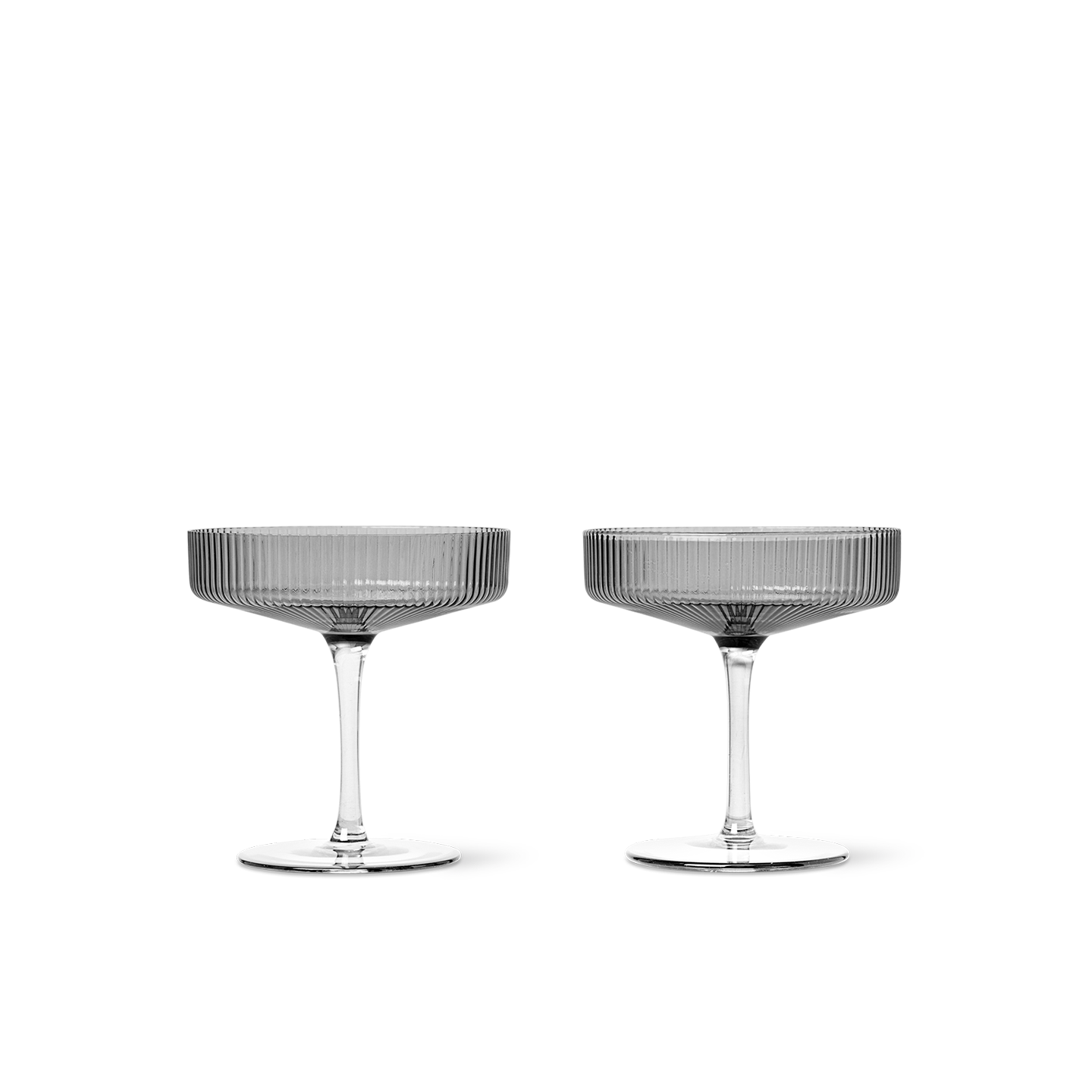 Ripple Champagne Saucers (set of 2) by Ferm Living #Smoked Grey