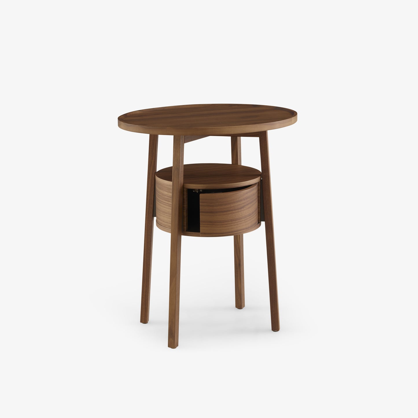 EPISODE - Round solid wood bedside table with drawers