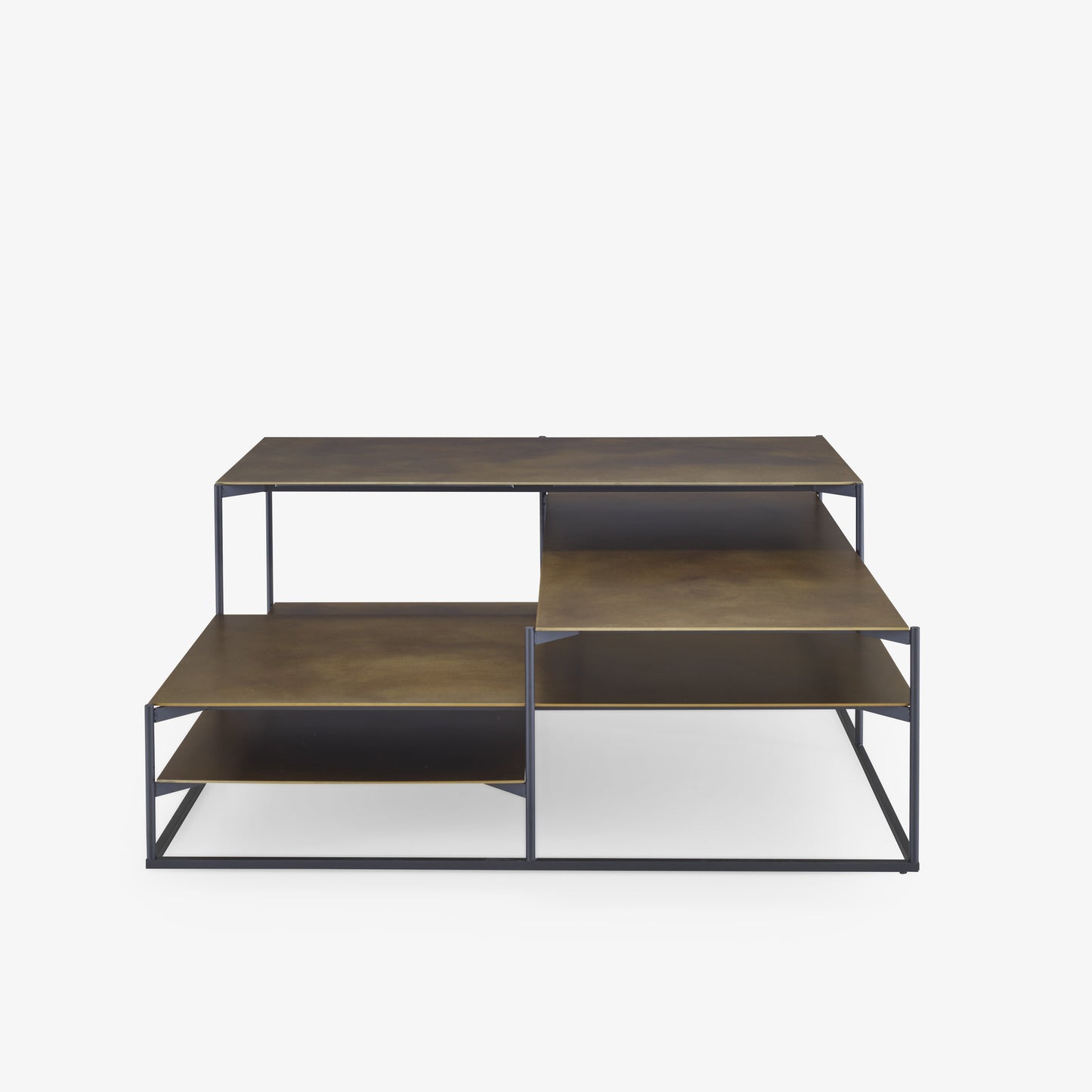 Lowlands - Low Square Steel Coffee Table by Ligne Roset #golden brass aspect steel