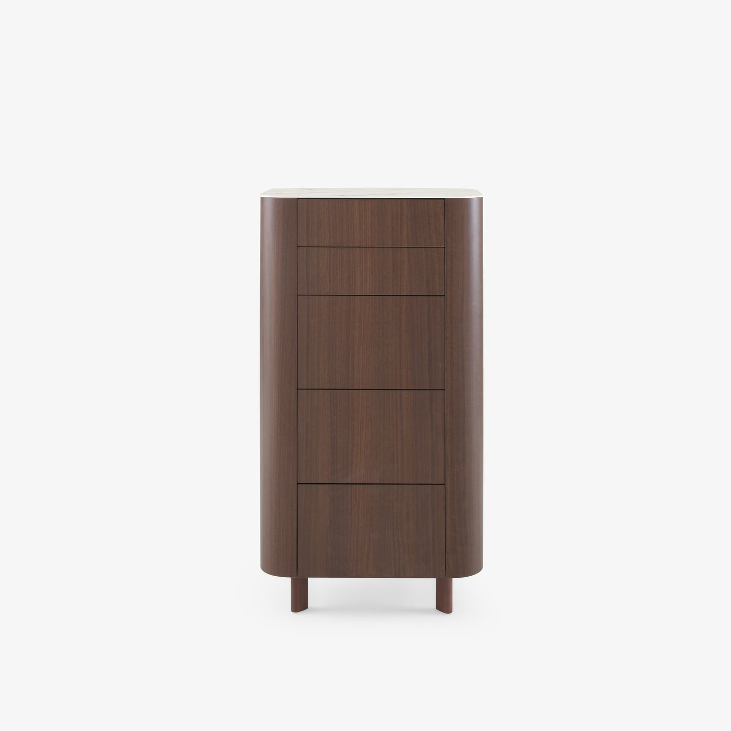 PARABOLE - Chest of drawers in walnut with marble effect stoneware top