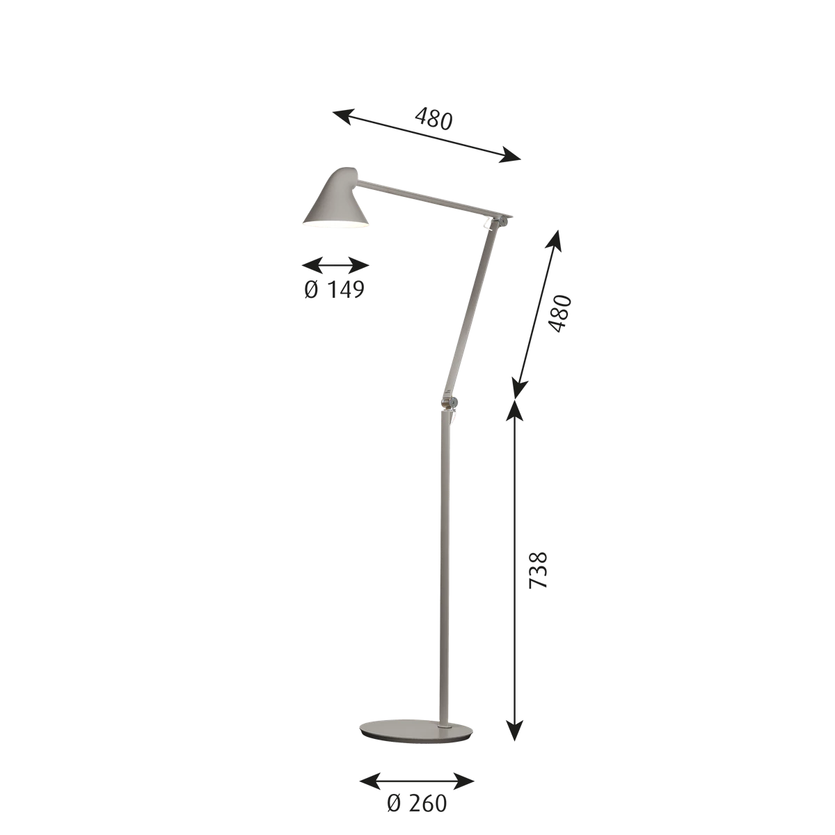 NJP Floor Lamp by Louis Poulsen #Light aluminium grey