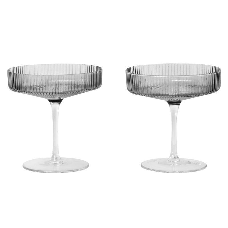 Ripple champagne saucer by ferm LIVING #2 pcs, smoked grey #