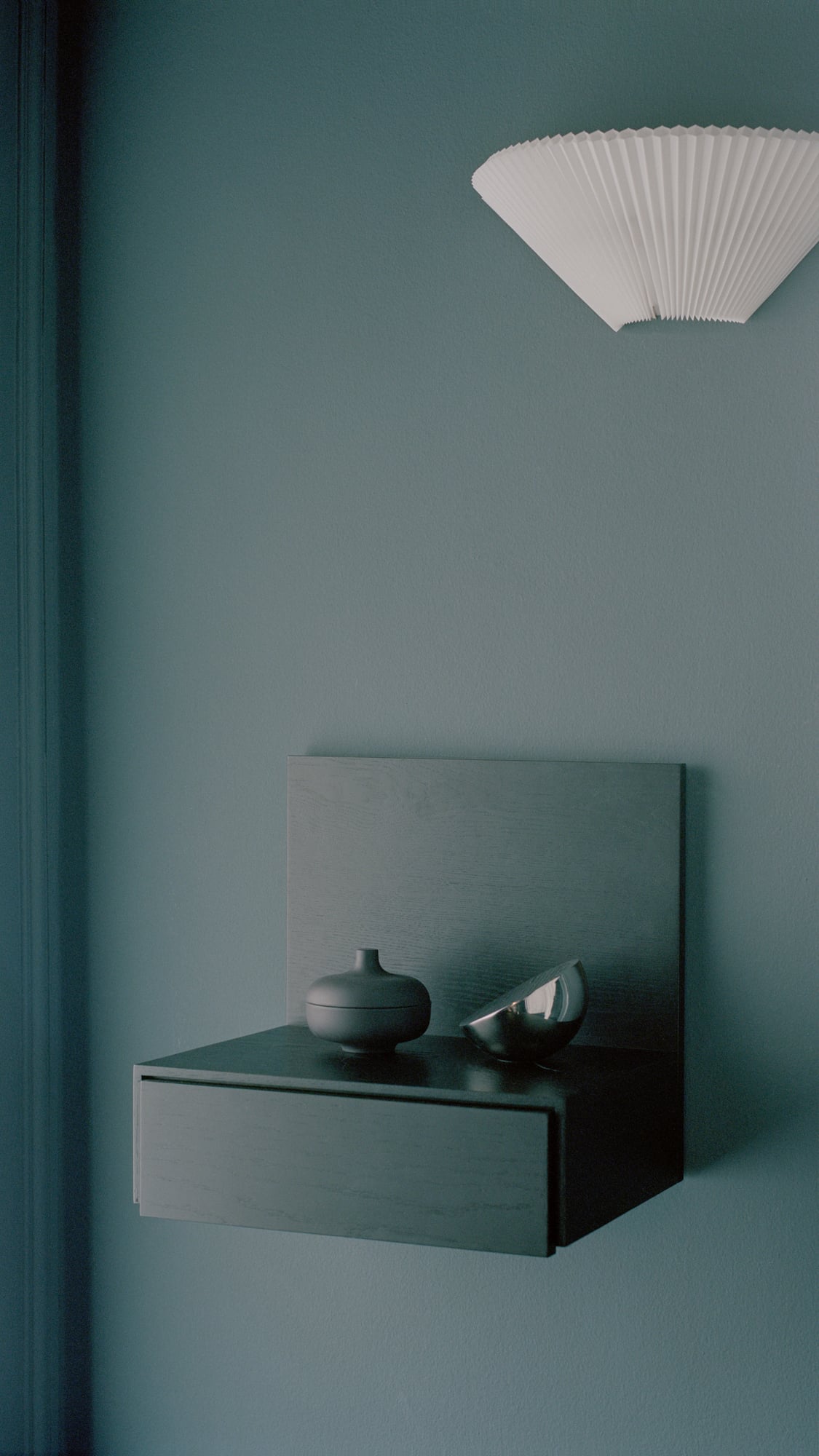 Tana wall mounted nightstand, black stained oak