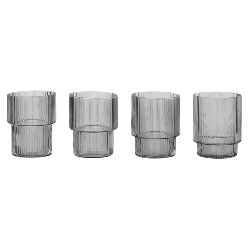 Ripple drinking glasses by ferm LIVING #4 pcs, smoked grey #