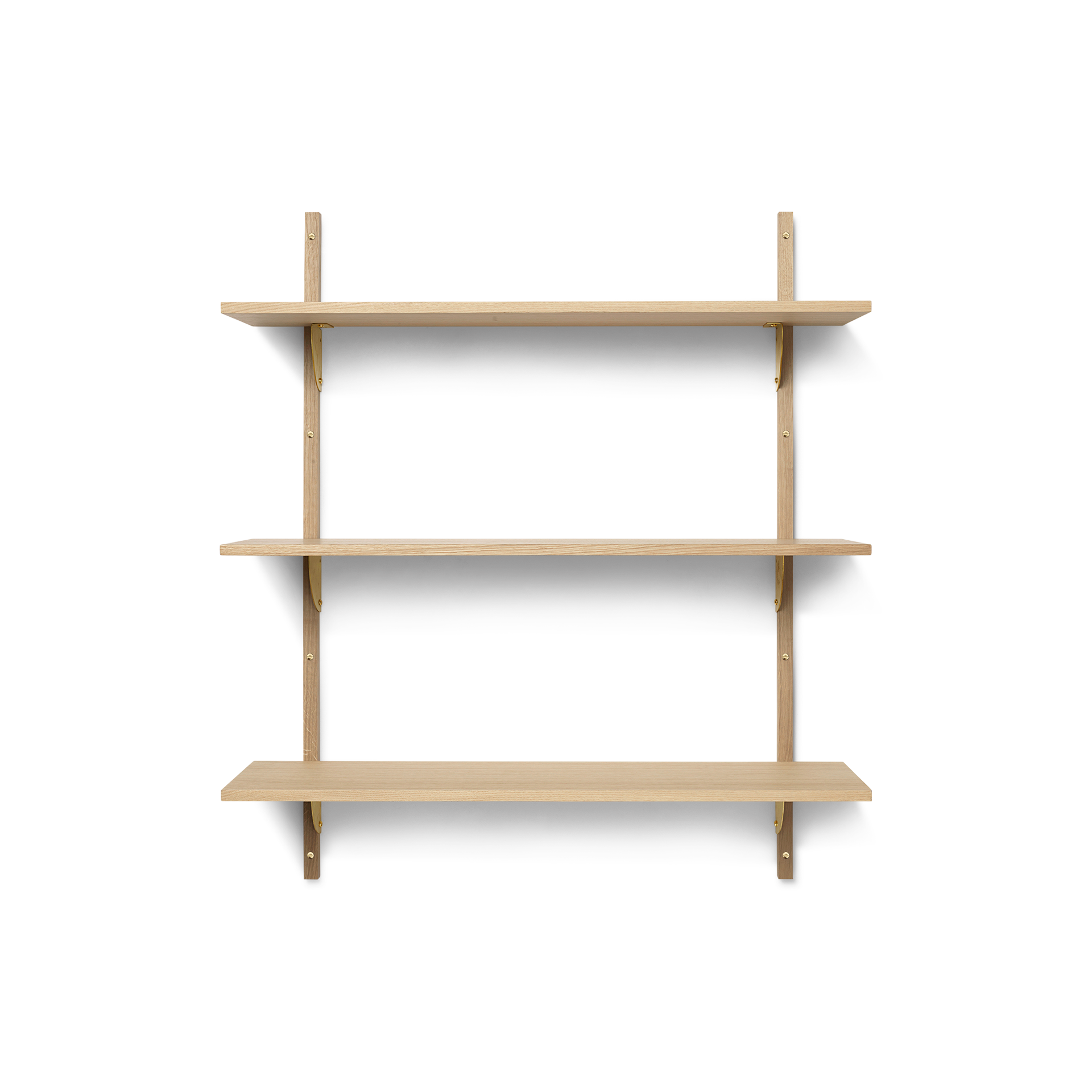 Sector Shelf - Triple - Wide by Ferm Living #Natural Oak/Brass