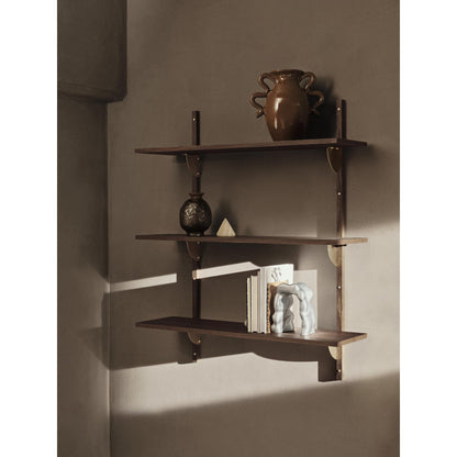 Ferm Living Sector Triple/Wide Shelf Smoked Oak/ Brass