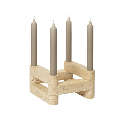 Ferm Living x Utzon Can Lis Newel Modular Candlestick Set Travertine