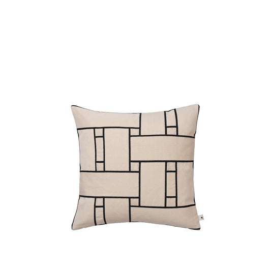 Ferm Living Lattice Offset Cushion Off White/ Black