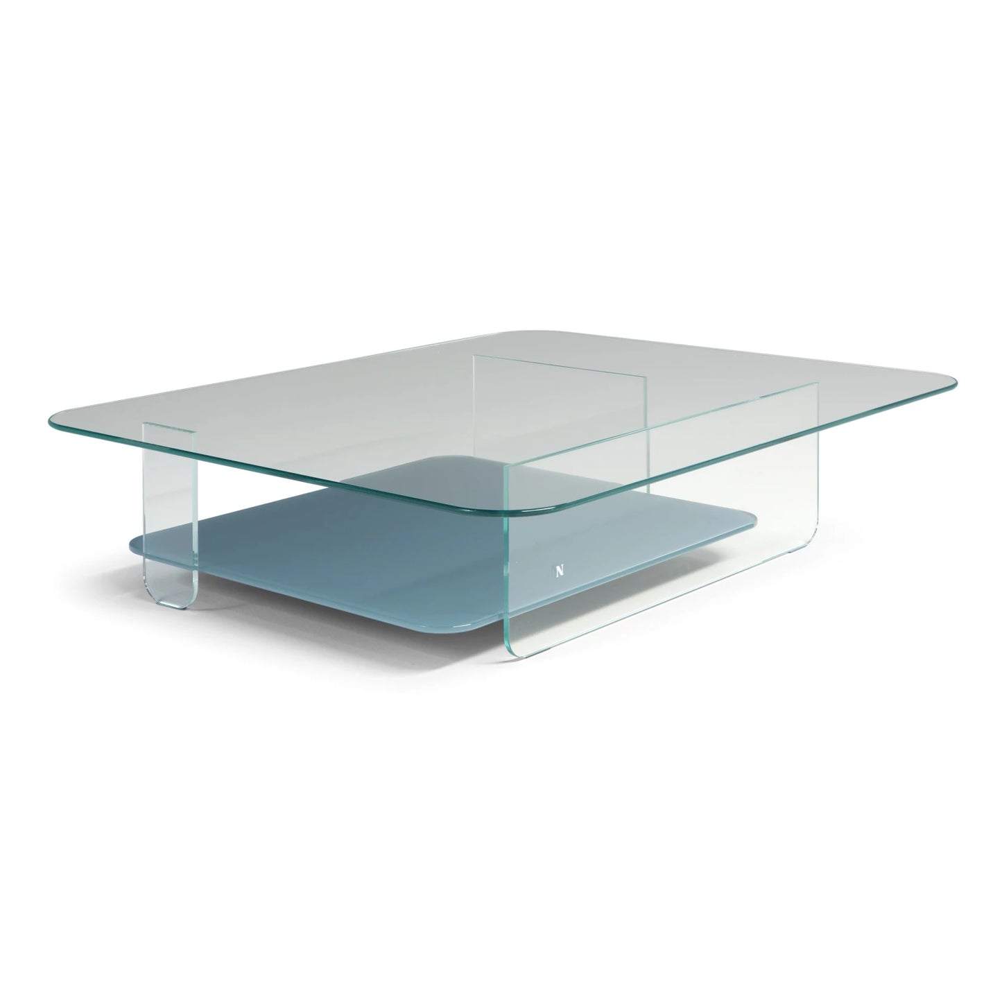 CAVA - Rectangular glass coffee table with integrated magazine rack