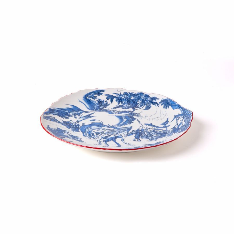 Porcelain Plate Classics on Acid Blue Chinoiserie by Seletti