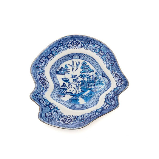 Porcelain Dessert Plate Classics on Acid Glitchy Willow by Seletti