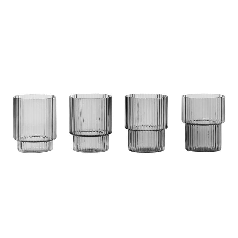 Ripple small glasses by ferm LIVING #4 pcs, smoked grey #