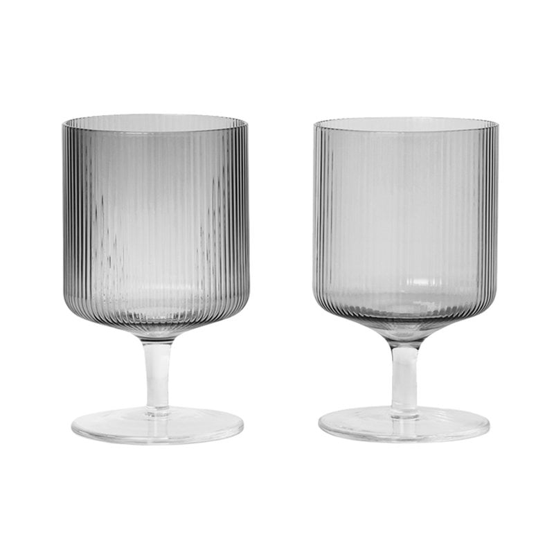 Ripple wine glasses by ferm LIVING #2 pcs, smoked grey #