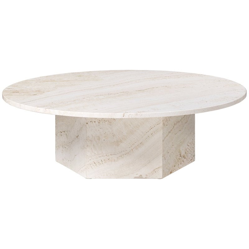 Epic coffee table by GUBI #round, 110 cm, white travertine #