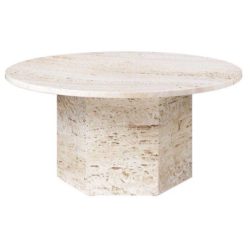 Epic coffee table by GUBI #round, 80 cm, white travertine #