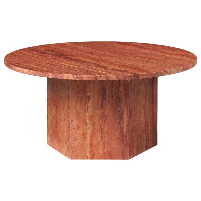 Epic coffee table by GUBI #round, 80 cm, red travertine #