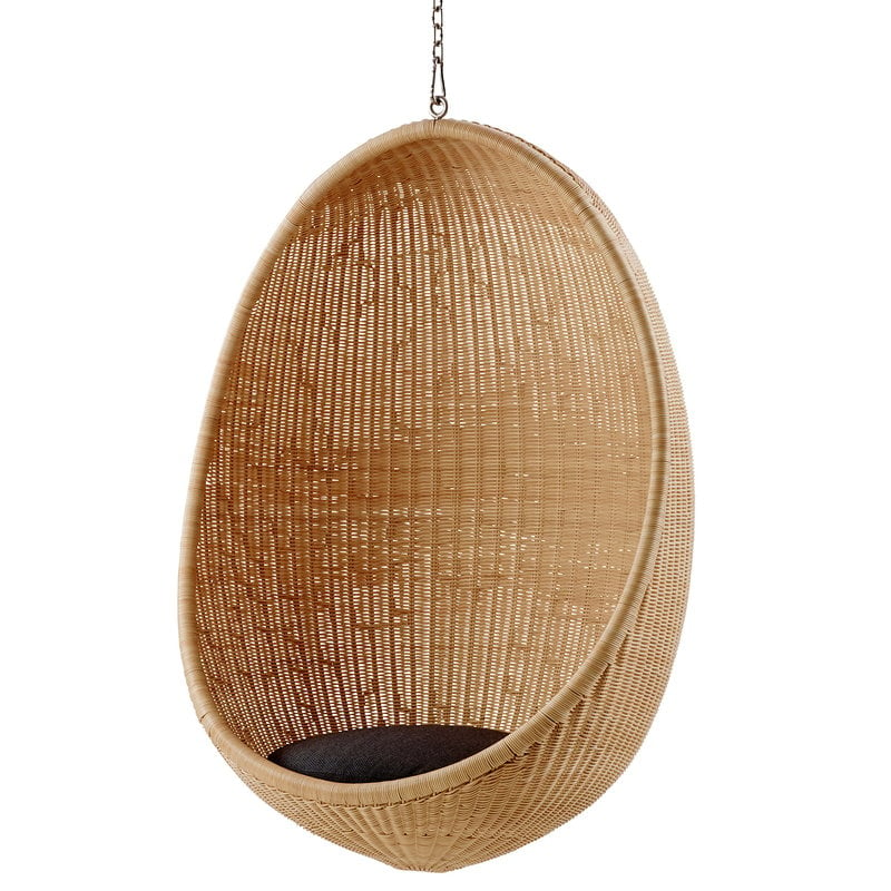 Hanging Egg chair by Sika-Design #natural rattan - dark grey #