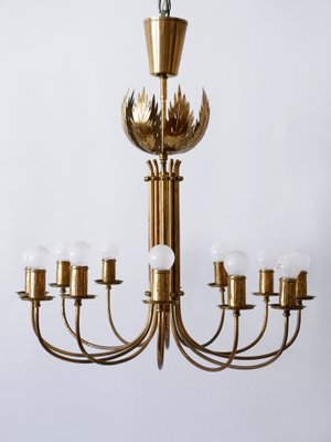 12-Armed Brass Pendant Lamps by United Workshops for Vereinigte Werkstätten Collection, 1950s-WPT-1360211