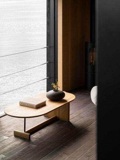 Koku coffee table, oval, lacquered oak