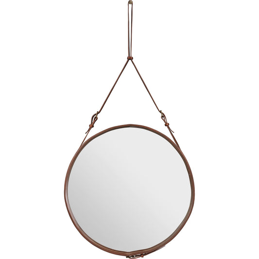 Adnet Wall Mirror Circular Tan Leather Ø70 cm