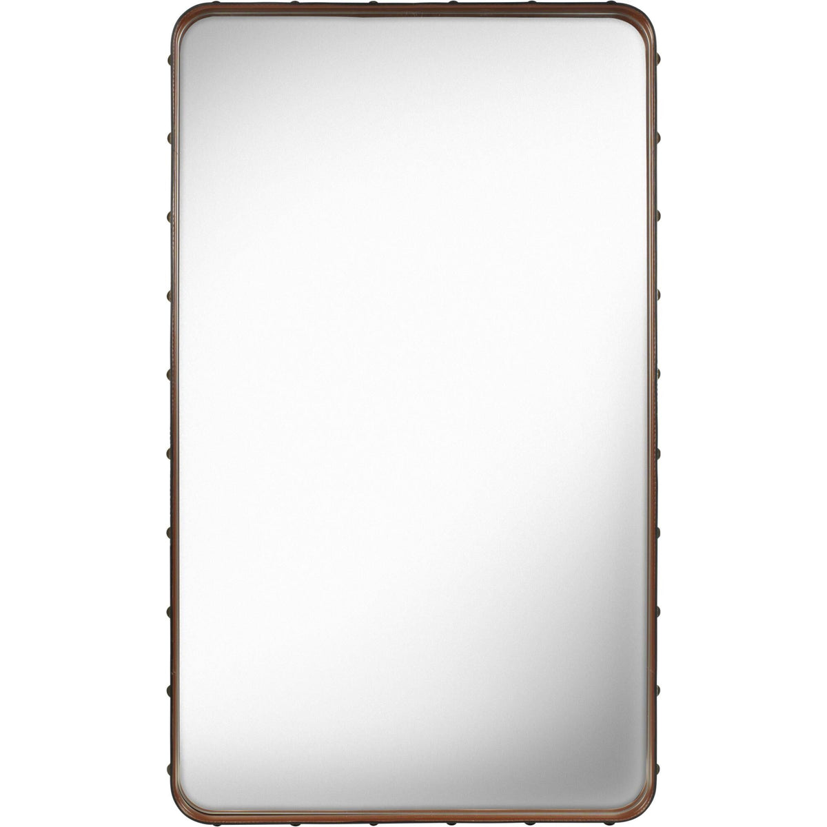 Adnet Wall Mirror Rectangular Tan Leather 65 x 115 cm
