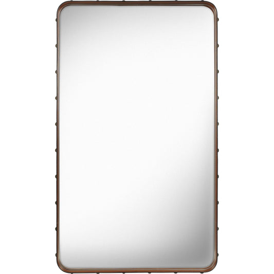 Adnet Wall Mirror Rectangular Tan Leather 65 x 115 cm