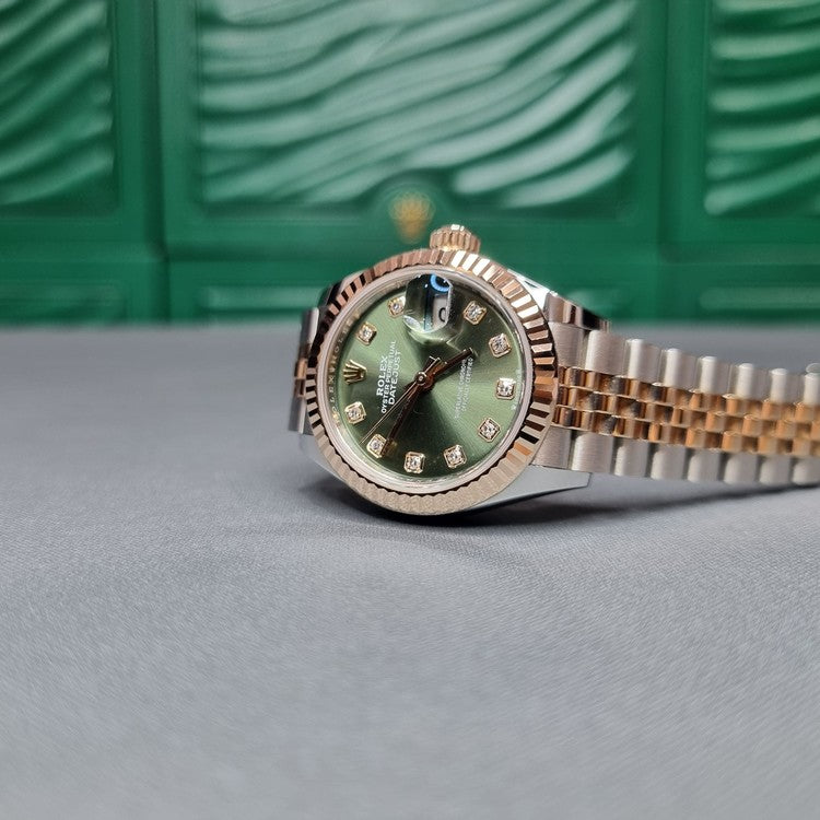 [빈티지/매장즉시발송] Rolex® Lady-Datejust 28 (28mm | 올리브 그린 다이얼 | 다이아몬드 세팅 인덱스 | 플루쥬빌)