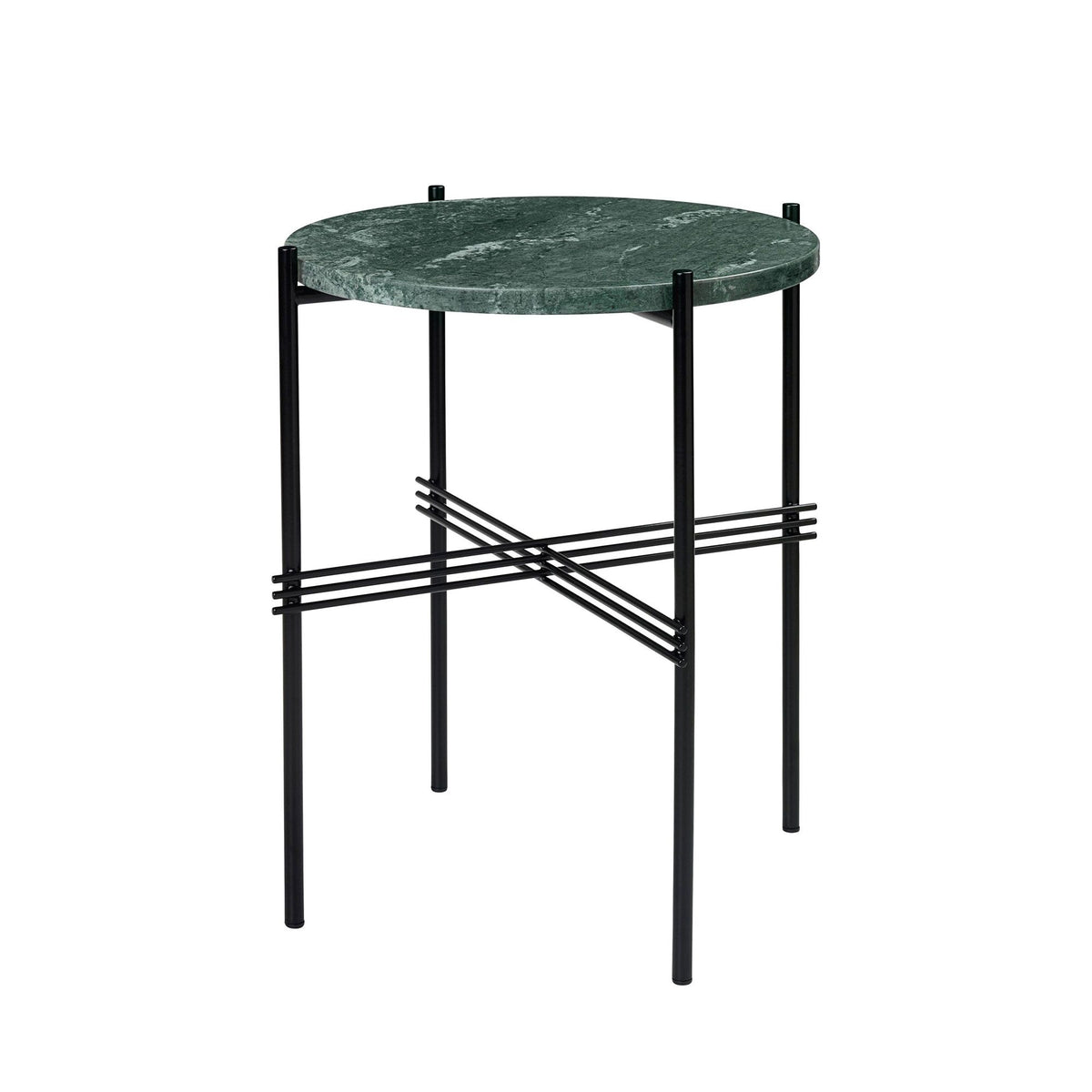 TS Side Table Round Ø40 Black/ Green Guatemala Marble