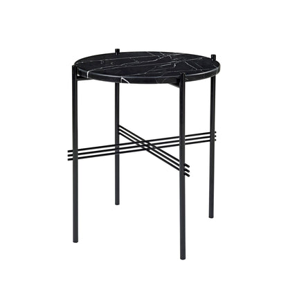 TS Side Table Round Ø40 Polished Steel/White Carrara Marble