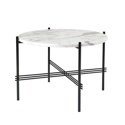 TS Coffee Table Round Ø55 Polished Steel/Black Marquina Marble